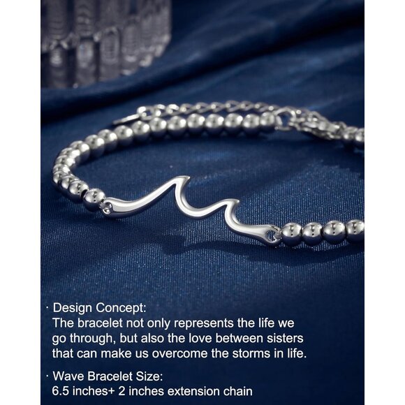 Sister Gifts Stainless Steel Wave Bracelet for Women Birthday Christmas - Picture 4 of 8